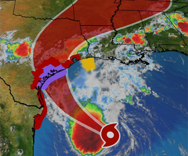 Hurricance Beyrl  approaches Texas Coast